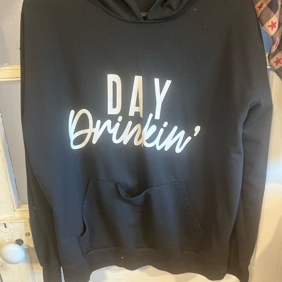 Tops - DAY Drinkin' Black Graphic Hoodie